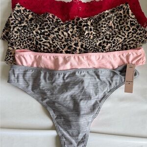 Victoria's Secret Red, Leopard, Pink, and Gray Panties Set of five